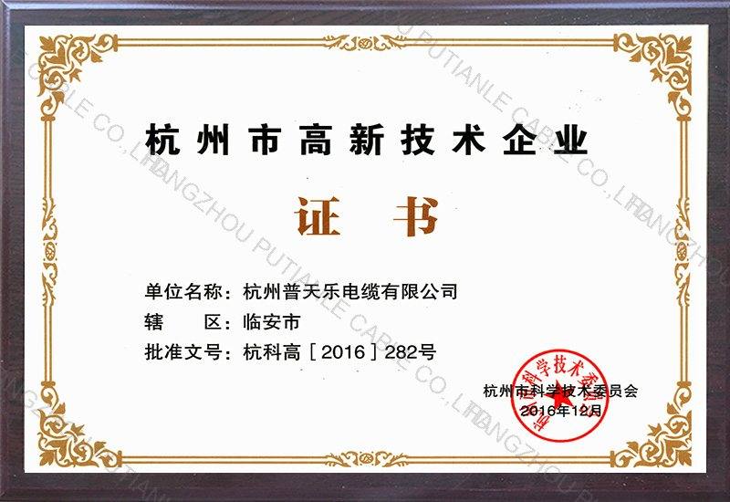 高新技术企业证书